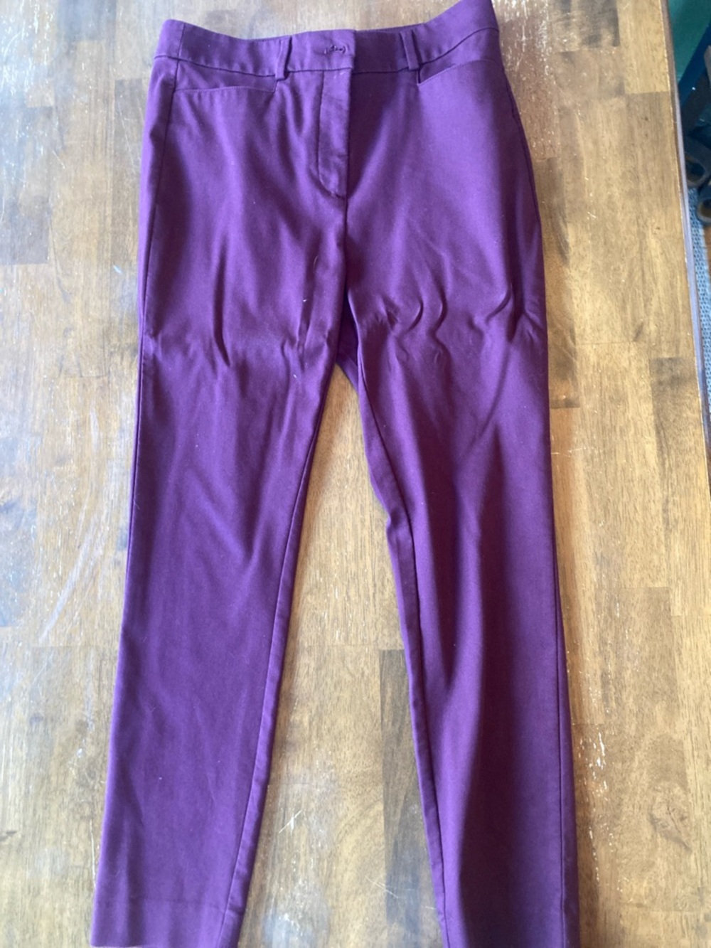 LOFT Sutton Skinny Dress Pants in Plum